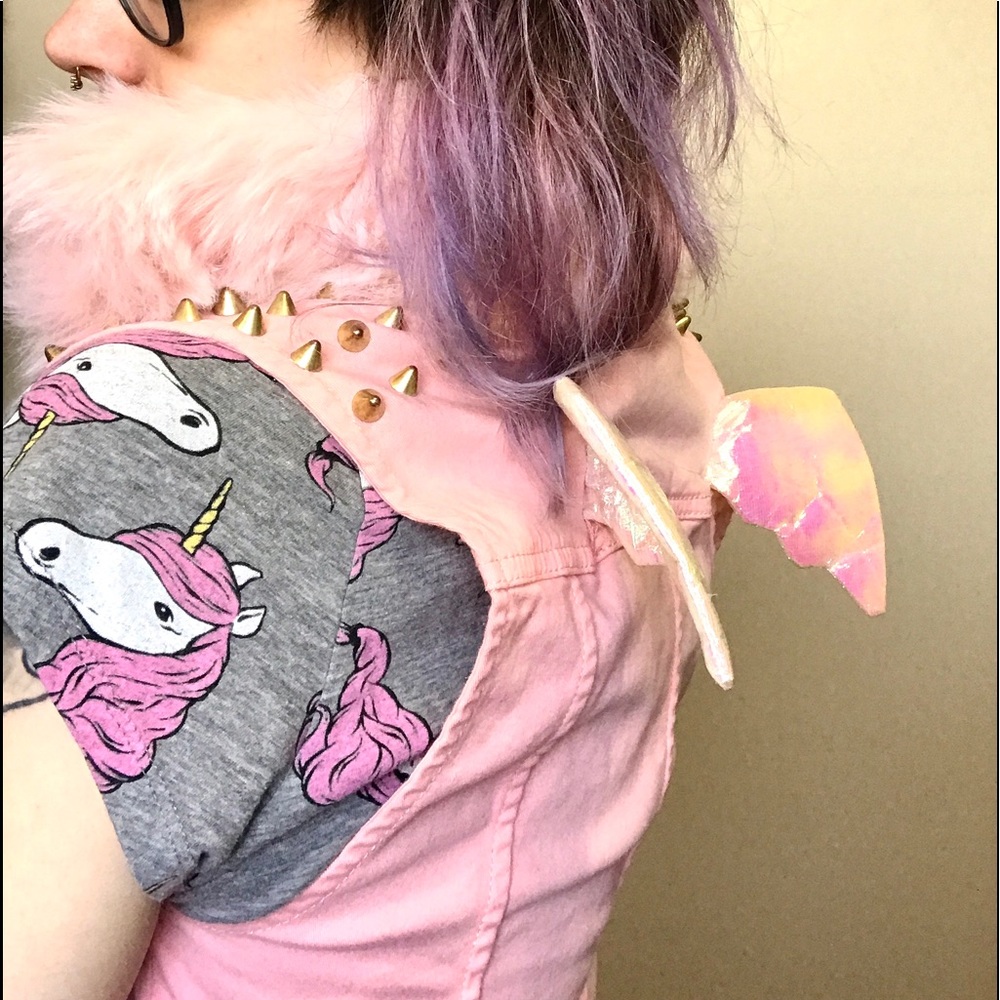 BBC Fly High Kawaii Pink Studded Denim Vest